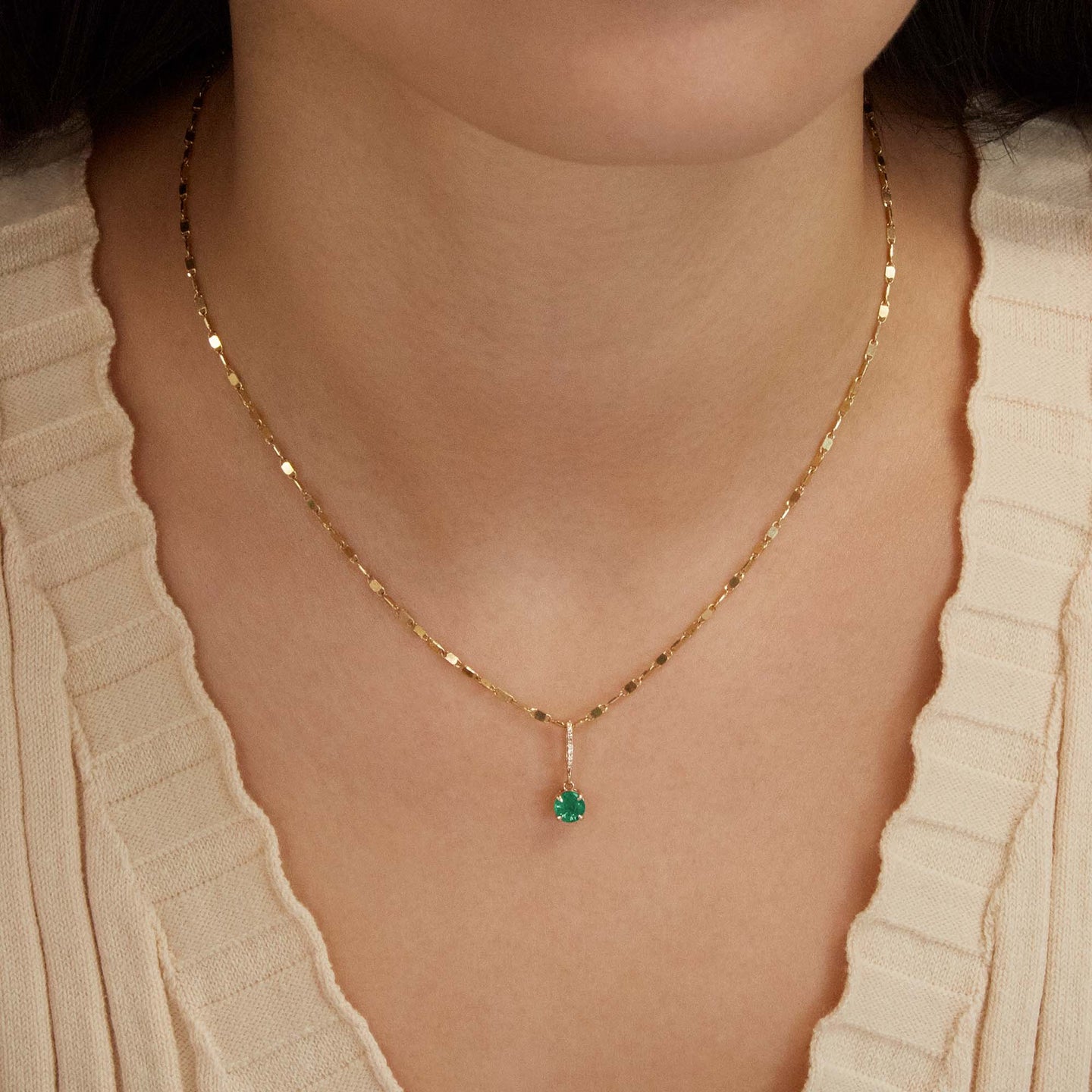 Emerald charm for on sale necklace