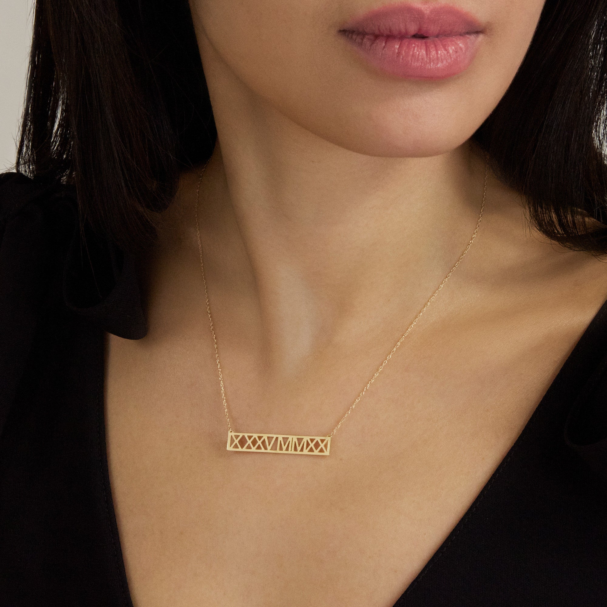 Roman Numerals 14K Solid Gold Necklace , Roman Numerals Necklace, Roman Numeral Year Jewelry, Custom Roman online Numeral Necklace, Gift her, NC8