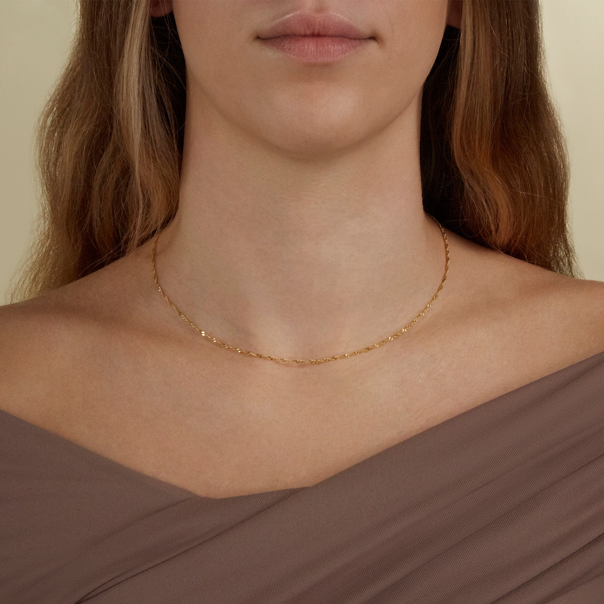 Stone and Strand Gold Ball Chain Choker