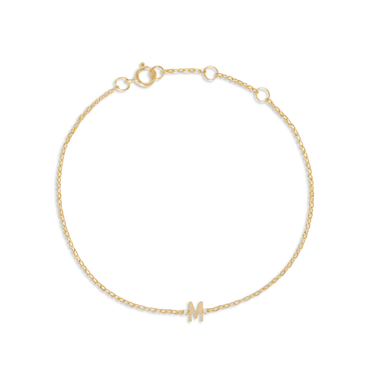 Gold Initial Bracelet - Three initials White Gold