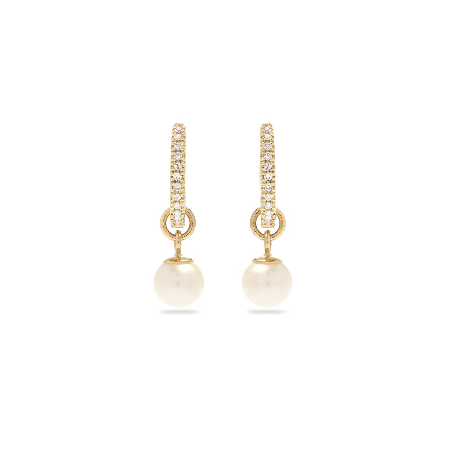 The GLD Shop Pave Huggie Pearl Drop Earrings