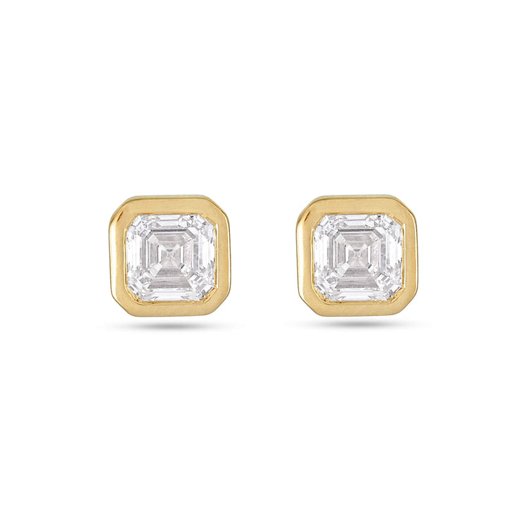 Stone and Strand 14K Yellow Gold 1-CTW Lab-Created Asscher Studs Front Image