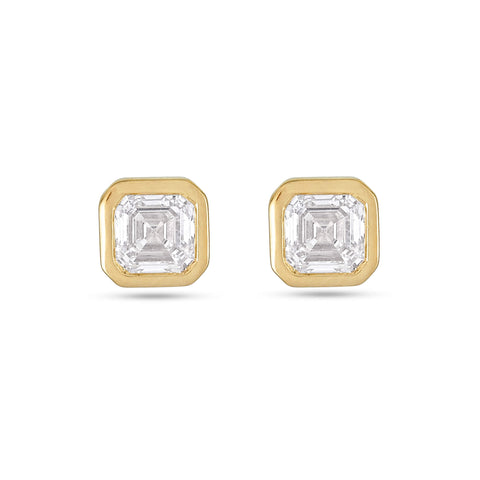 Stone and Strand 14K Yellow Gold 1-CTW Lab-Created Asscher Studs Front Image