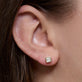 Image of 14K Yellow Gold 1-CTW Lab-Created Asscher Studs on Models Ear