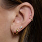 Image of 10K Yellow Gold Bezel Diamond Huggies with Stone and Strand Earrings