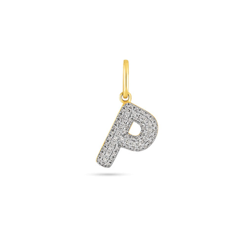 Stone and Strand 10K Yellow Gold Bubble Pave Initial Diamond Charm Front Image