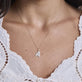 Image of 10K Yellow Gold Bubble Pave Initial Diamond Necklace on Models Neck