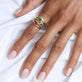 Image of 10K Yellow Gold Emerald Bonbon Merge Ring with Stone and Strand Rings