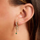 Image of 14K Yellow Gold Bow Nouveau Diamond Gala Earrings with Emerald on Models Ear