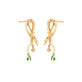 Stone and Strand 14K Yellow Gold Bow Nouveau Diamond and Emerald Gala Earrings Rear Image