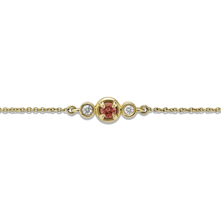 Stone and Strand 10K Yellow Gold Birthstone Diamond Bonbon Bracelet with Garnet Close Up Image