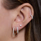 Image of 14K Yellow Gold Lab-Created Bold Cartilage Hoops with Stone and Strand Earrings