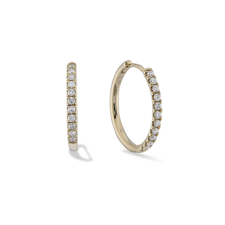 Stone and Strand 14K Yellow Gold Classic Diamond Pave Huggies Front and Side Image