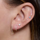 Image of 14K Yellow Gold Classic Diamond Pave Huggies with Stone and Strand Earrings