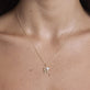 Image of 14K Yellow Gold Custom Love Note Diamond Necklace on Models Neck