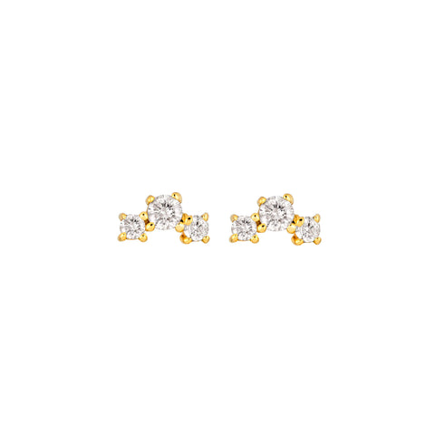 Stone and Strand 14K Yellow Gold Dainty Diamond Trio Stud Front Image