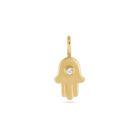 Stone and Strand 10K Yellow Gold Diamond Hamsa Charm Front Image