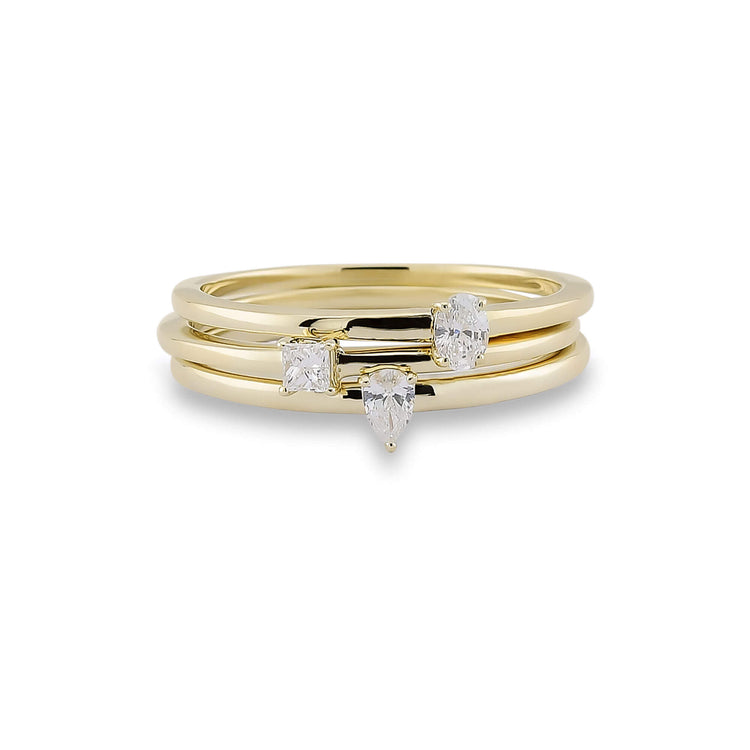 Stone and Strand 14K Yellow Gold Diamond Stacking Ring Set Front Image