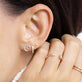 Model wearing Gothic Pave Initial Stud with solid gold Stone and Strand jewelry