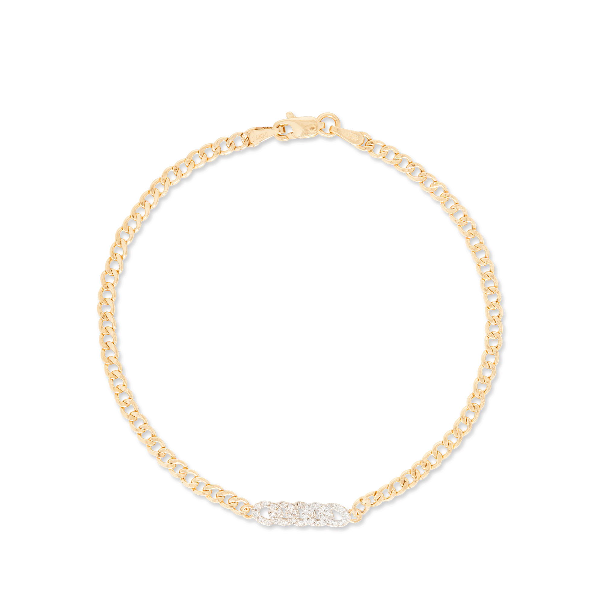 Fine Diamond Pave Curb Chain Bracelet