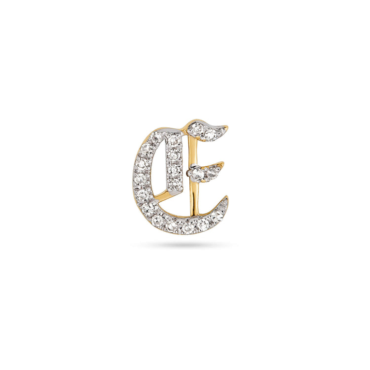 Stone and Strand 14K Yellow Gold Gothic Pave Initial Stud Front Image