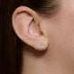 Image of 14K Yellow Gold Gothic Pave Initial Stud on Models Ear