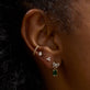 Image of 10K Yellow Gold Green Goddess Drop Earrings with Stone and Strand Earrings