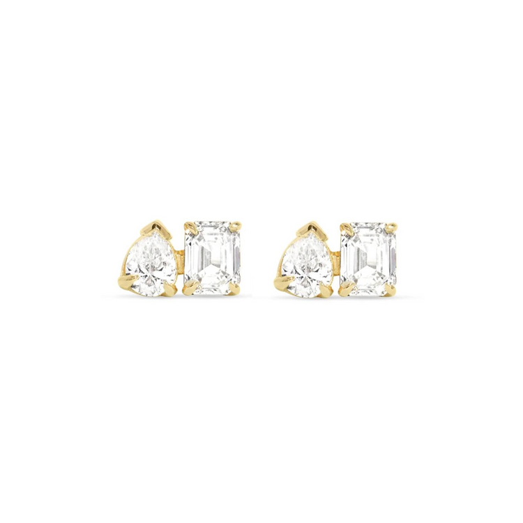 Stone and Strand 14K Yellow Gold Lab-Created Diamond Festival Studs Front Pair Image