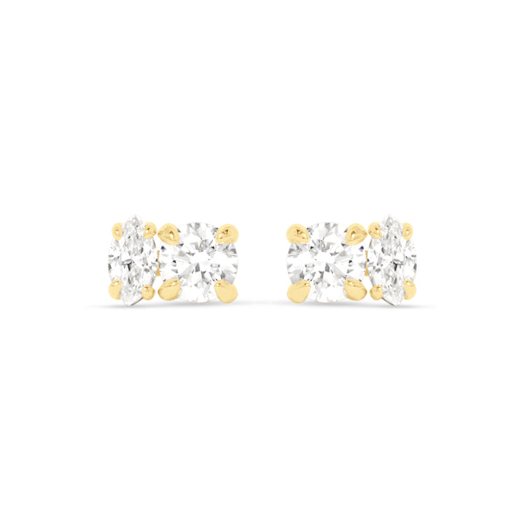 Stone and Strand 14K Yellow Gold Lab-Created Diamond Fete Studs Front Pair Image