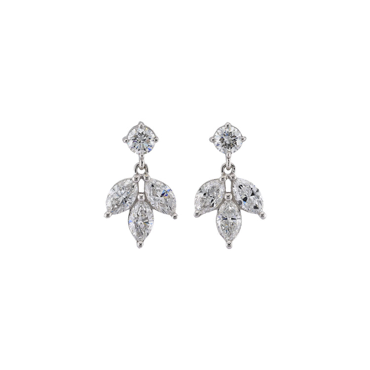 Stone and Strand 14K White Gold Lab-Created Diamond Fleur Dangle Earrings Front Image