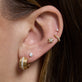 Image of 14K Yellow Gold Lab-Created Diamond Flower Push Pin Flat Back with Stone and Strand Earrings