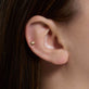 Image of 14K Yellow Gold Lab-Created Diamond Puffed Heart Push Pin Flat Back on Models Ear