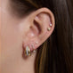 Image of 14K Yellow Gold Lab-Created Diamond Puffed Heart Push Pin Flat Back with Stone and Strand Earrings