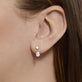 Image of 14K Yellow Gold Lab-Created Diamond Script Earrings on Models Ear