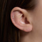 Image of 14K Yellow Gold Lab-Created Diamond Two Princess Push Pin Flat Back on Models Ear