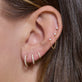 Image of 14K Yellow Gold Lab-Created Third Hole Huggies with Stone and Strand Earrings