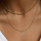 Image of 10K Yellow Gold Large Pave Scripted Initial Charm Necklace with Stone and Strand Necklaces