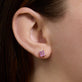 Image of 10K Yellow Gold Luckiest Clover Pink Sapphire Studs on Models Ear