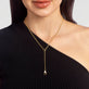 Image of 14K Yellow Gold Luxe Diamond Chain Lariat Necklace on Models Neck