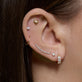 Image of 14K Yellow Gold Lab-Created Diamond Puffed Heart Push Pin Flat Back with Stone and Strand Earrings