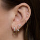 Image of 14K Yellow Gold Princess and Round Diamond Piercing Earring with Stone and Strand Earrings