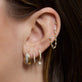 Image of 10K Yellow Gold Pave Pistachio Diamond Huggies with Stone and Strand Earrings