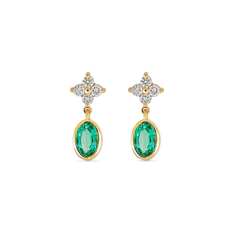 Stone and Strand 10K Yellow Gold Myrtle Diamond and Emerald Earrings Front Image