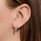 Image of 10K Yellow Gold Myrtle Diamond Earrings with Emerald on Models Ear