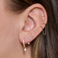 Image of 14K Yellow Gold Pave Bezel Diamond Drop Huggies with Stone and Strand Earrings