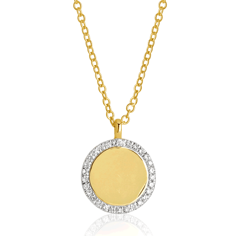 Pave Diamond Disc Necklace