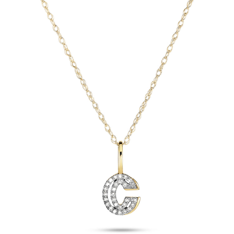 Stone and Strand 10K Yellow Gold Pave Varsity Initial Necklace Close Up Image