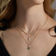 Image of 10K Yellow Gold Pave Varsity Initial Necklace with Stone and Strand Necklaces