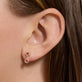 Image of 14K Yellow Gold Pink Power Drop Earrings with Gemstones on Models Ear