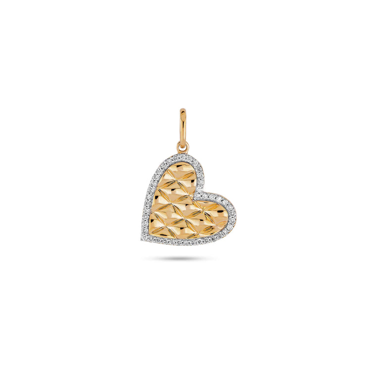 Stone and Strand 14K Yellow Gold Puff Puff Pave Heart Charm Front Image